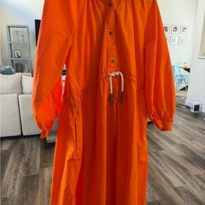 Banana Republic Bright Orange Button-Up Dress